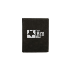 7" x 9" Laserable Leatherette Small Portfolio with Notepad GFT613 - Black/Silver
